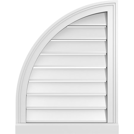 Ekena Millwork Quarter Round Top Left Surface Mount PVC Gable Vent w/ 2"W x 2"P Brickmould Sill Frame, 20"W x 26"H GVPQL20X2603SF
